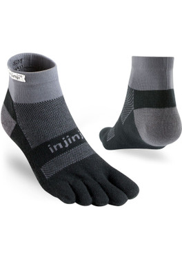Mid-Weight Performance Run Mini-Crew Toe Socks - Black/Granite Grey