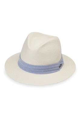 Monterey Womens UPF50+ Fedora Sun Hat - Natural/Blue