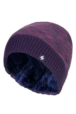 Womens Winter Thermal Bobble Hat - Purple