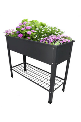 Large Raised Metal Flower Bed Planter 80 Litres - Anthracite (Dark Grey)
