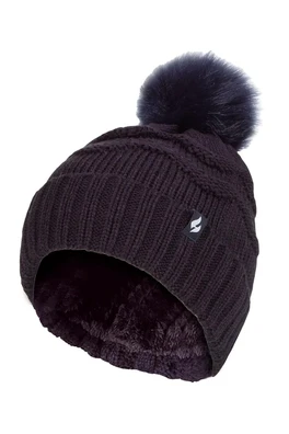 Womens Winter Thermal Pom Pom Hat - Navy