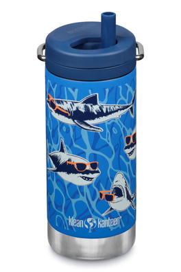 Kids Insulated 355ml Water Bottle - Twist Cap - Sharks in Shades