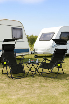 Folding Portable Camping Chairs and Table Set - Black
