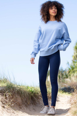 Lytchett Womens 95% Cotton Side Stripe Leggings - Navy