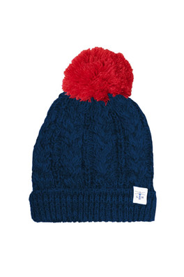 Hannah Womens Bobble Hat - Navy Red