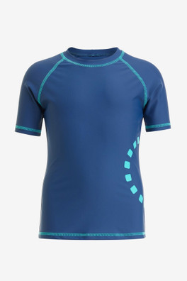 Kids Short Sleeved Rash Vest - Blue/turquoise