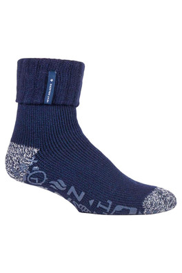 Mens Low Cut Thermal Slipper Bed Socks - Denim