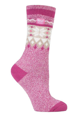 Womens Lite Winter Patterned Thermal Socks - Light Pink