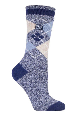 Womens Lite Winter Patterned Thermal Socks - Blue