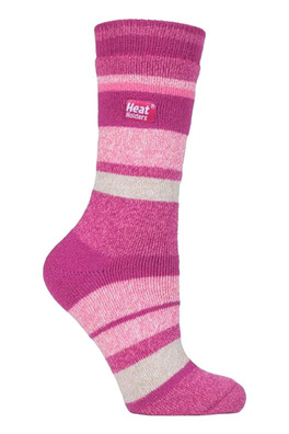 Womens Lite Winter Patterned Thermal Socks - Dark Pink