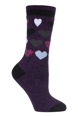 Womens Lite Winter Patterned Thermal Socks - Purple