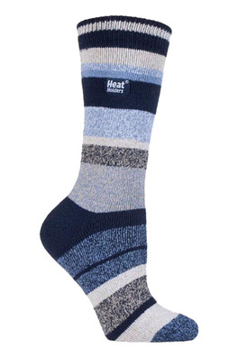 Womens Lite Winter Patterned Thermal Socks - Dark Blue