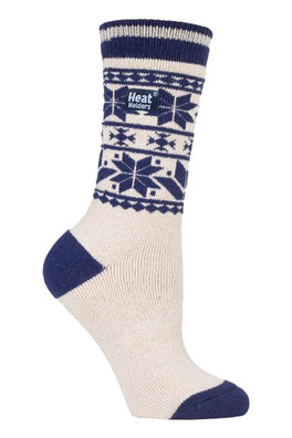 Womens Lite Winter Patterned Thermal Socks - Navy