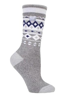 Womens Lite Winter Patterned Thermal Socks - Grey