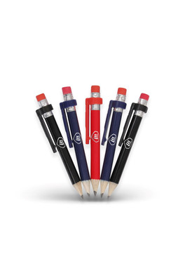 5 Wood Pencils with Clip & Eraser - Multicoloured