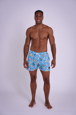 Poolside Mens Swim Shorts - Blue/White/Pink