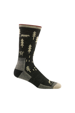 Mens Patterned Boot Merino Wool Hiking Socks - Black