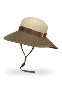 Siena Women's Wide Brim Ribbon UPF 50+ Sun Hat - Cream/Sand
