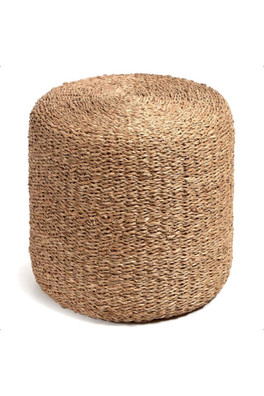 Round Natural Jute Pouffe - Light Brown