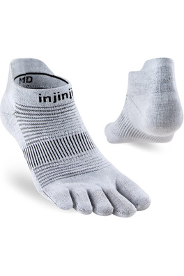 Lightweight Men No-Show Performance Run Toe Sock - Silver Grey/Black