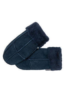Womens Sheepskin Mittens - Navy