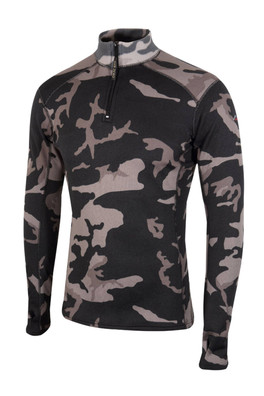 Factor 2 Mens Zip Long Sleeve Mid Layer Top - Grey Camouflage