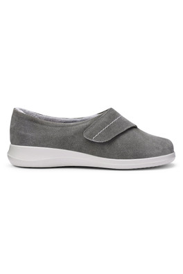 Wrap Women's Wide Fit Suede Slipper - Smokey Grey