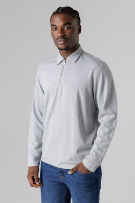 Mens 1/4 Zip Fleece Jumper with Smart Collar - Light Grey