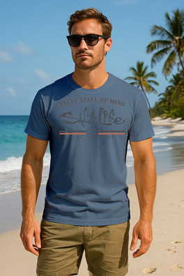 Retro Mens T-Shirt - Stone Blue