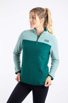 Rowan Womens 1/4 Zip Colour Block Microfleece - Cedar Green