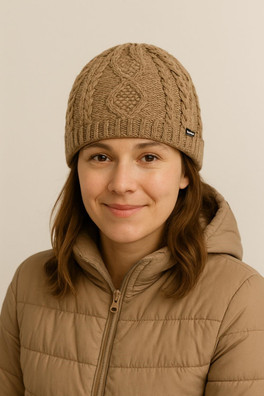 NELIA Insulated Merino Wool Blend Beanie - Cappuccino