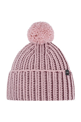 RONDA POMPON Merino Wool Blend Beanie - Pink Clay/Night Red