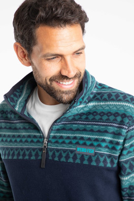 Gilbert Mens 1/4 Zip Printed Microfleece - Cedar Green