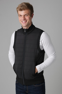 Mens Quilted Fleece Lined Zip-Through Gilet - Black