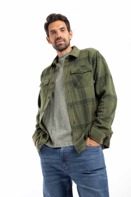 Darrow Mens Fleece Check Shirt - Winter Green