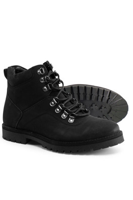 Oslo Mens Premium Leather Lace Up Boots - Black