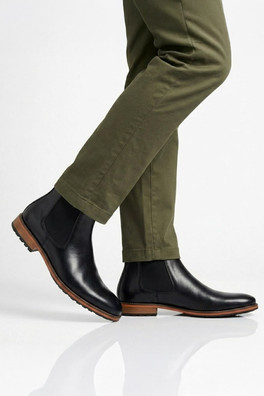 Argyll Mens Premium Leather Chelsea Boots - Black