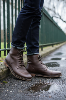 Tintern Mens Leather Lace Up Boots - Brown