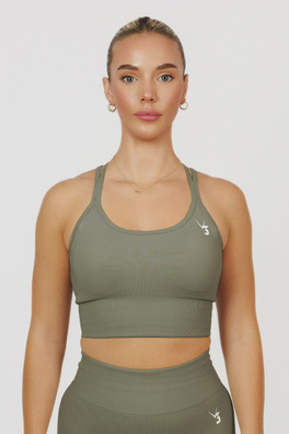 Form Women's Seamless Strappy Sports Bra - Olive Green