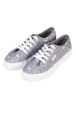 Roxby III Ladies Canvas Platform Trainers - Marl Grey Dog