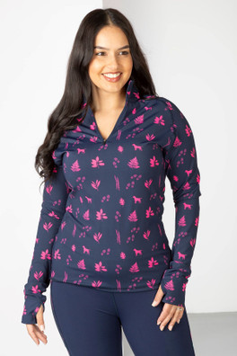 Skerne Ladies Patterned Sports Top - Hiker Navy