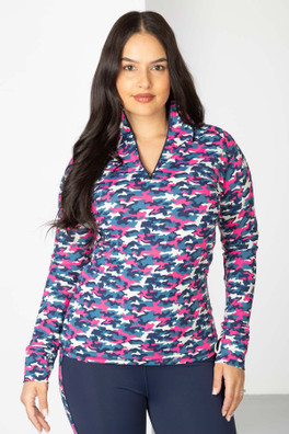 Skerne Ladies Patterned Sports Top - Camo Navy