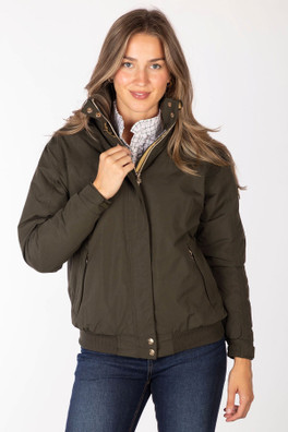 Ripon IV Womens Equestrian Bomber Jacket - Dark Khaki