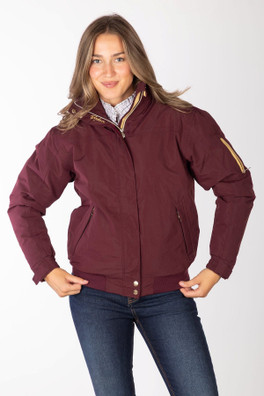 Ripon IV Womens Equestrian Bomber Jacket - Dark Burgundy