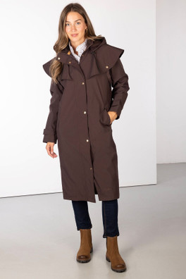 Bramham Womens Full Length Coat - Dark Brown