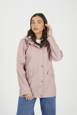Hooded Womens Rain Mac - Pale Pink