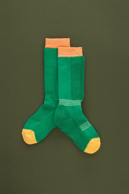 Kids Ski Socks - Green/Orange