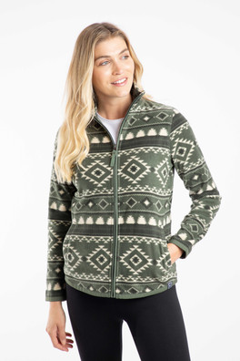 Rochelle Womens Full Zip Printed Microfleece - Deep Lichen Green
