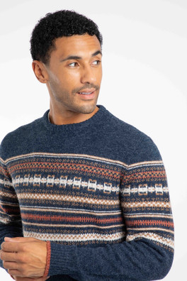 Orson Mens Fair Isle Crew Neck Jumper - Midnight