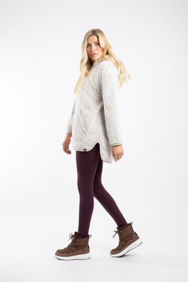 Faye Womens Cosy Longline Fleece Hoodie - Beige